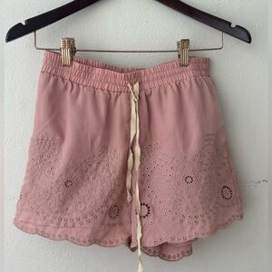 Pink Embroidered Eyelet Shorts – Boho Summer Style